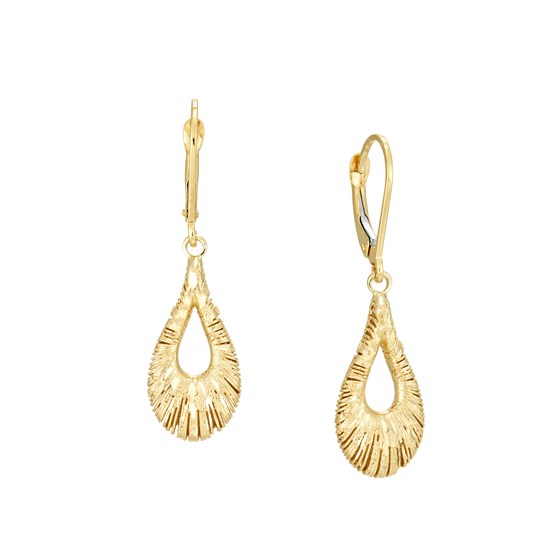 Buy 10K Yel Gold Puff Tex Teardrop Dangle Earrings | APMEX