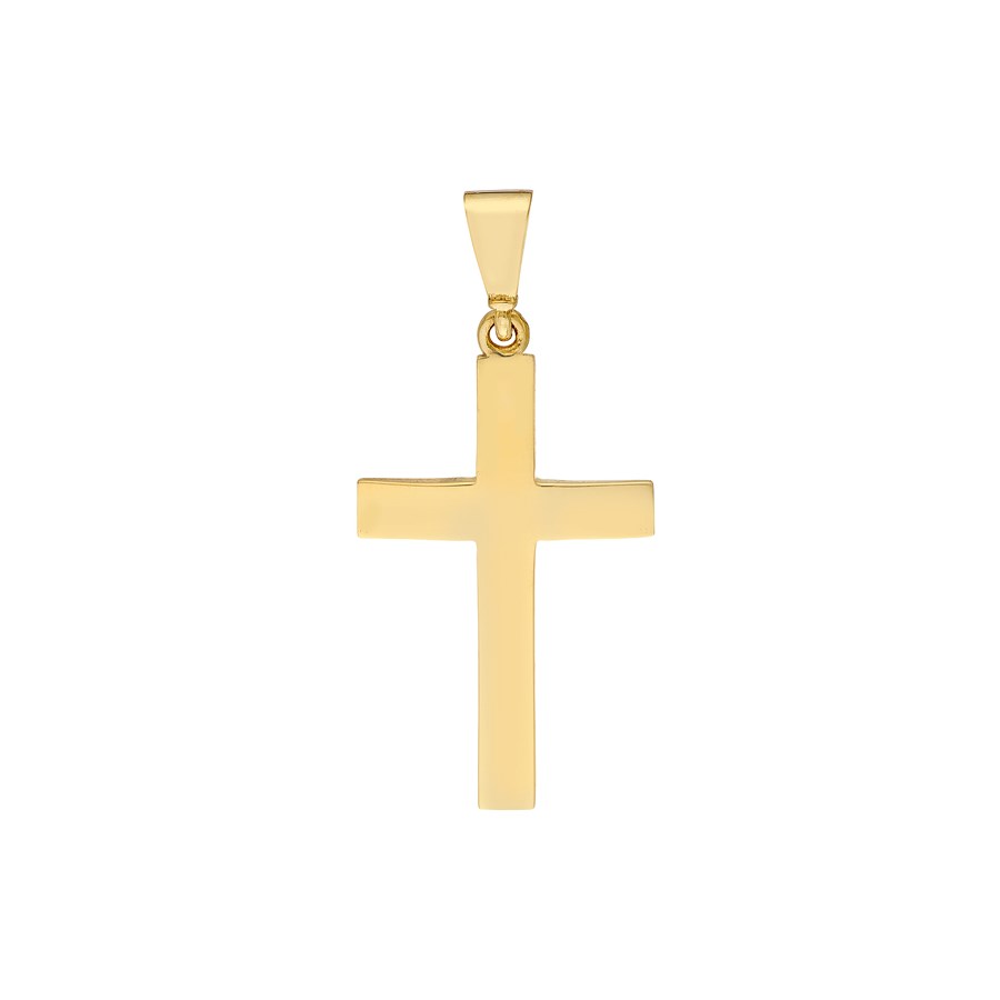 10K Yellow Gold Straight Edge Cross Pendant