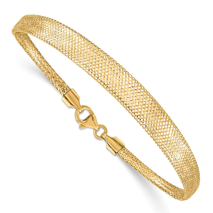 10K Yellow Gold Stretch Mesh Graduated Bracelet - 7 in.