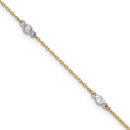 10K Yellow Gold Two-tone CZ 9in Plus Anklet - 9 in.