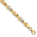 10K Yellow Gold w/Satin Rhodium Link Bracelet - 7.25 in.