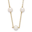 10K Yellow Gold White Cultured Pearl 12-station Necklace - 16 in.