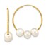 10K Yellow Gold White Pearl Hoop Dangle