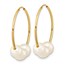 10K Yellow Gold White Pearl Hoop Dangle