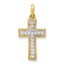 10K Yellow w/Rhodium 1/8ct. Diamond Cross Pendant - 22 mm