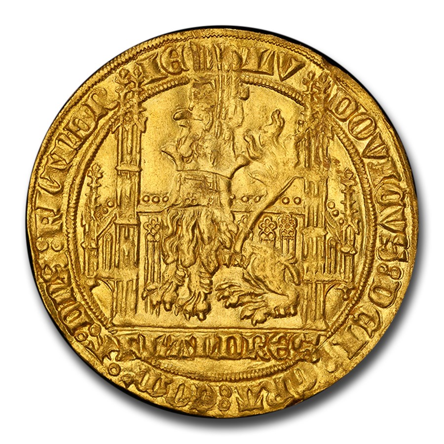 (1346-84) Belgium Gold Lion d'Or MS-64 PCGS