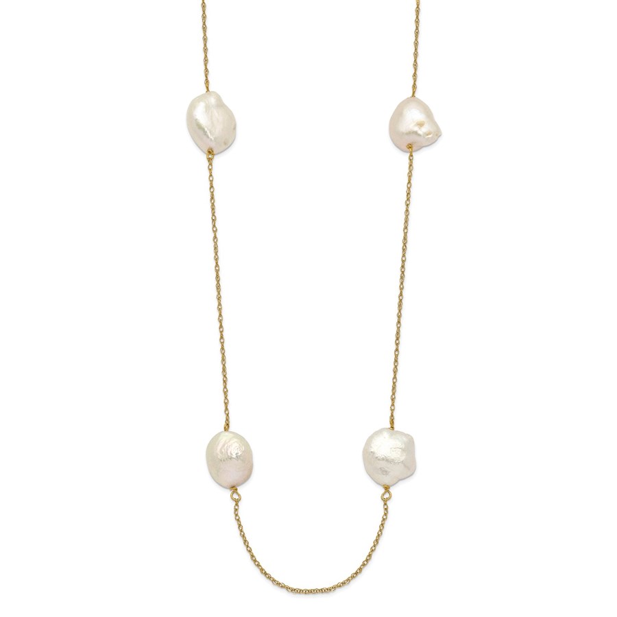 14K 10-11mm White Keshi Pearl 7-station Necklace - 20 in.