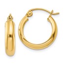 14k 17 mm Round Tube Hoop Earrings