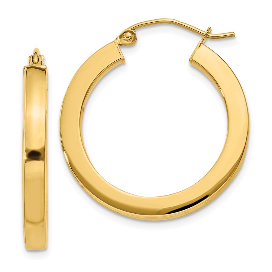 14k 25 mm Polished Square Hoop Earrings