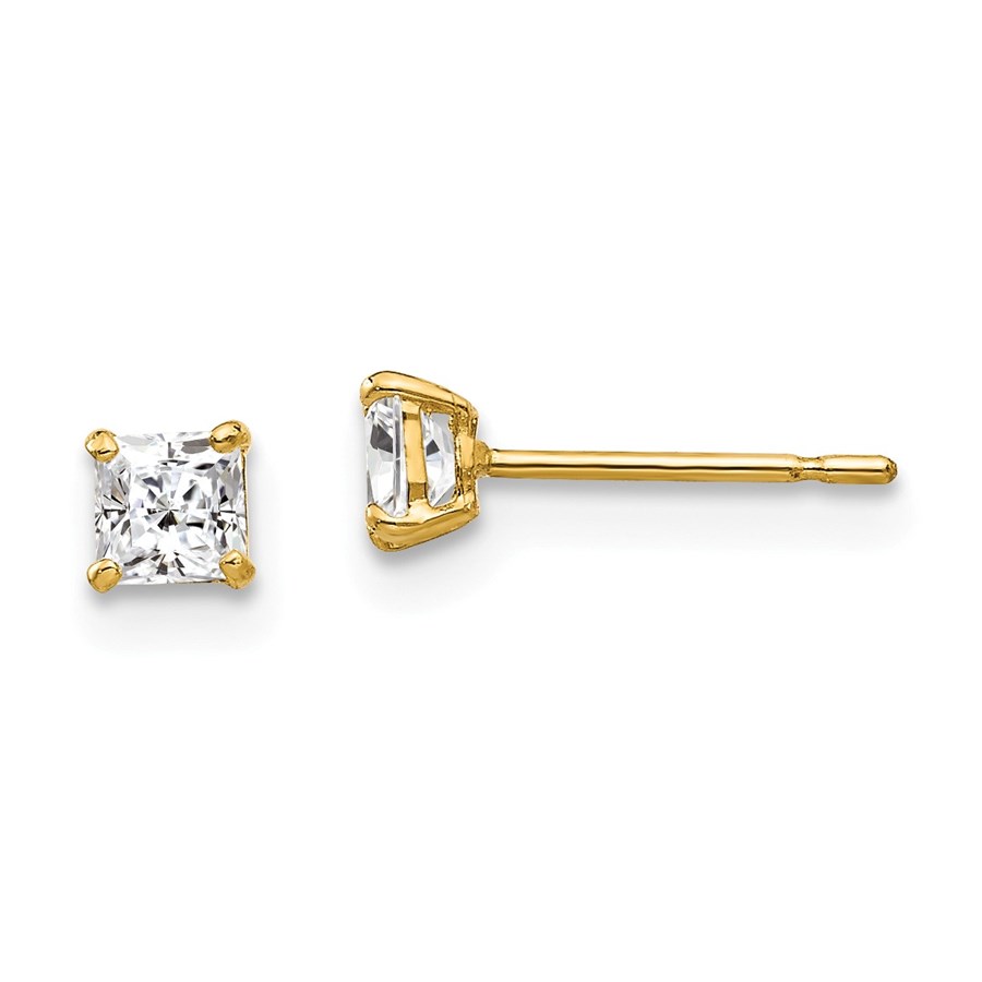 14k 3 mm Square Zirconia Post Earrings