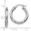 14K 3x15 White Gold D/C Round Hoop Earrings - 22 mm