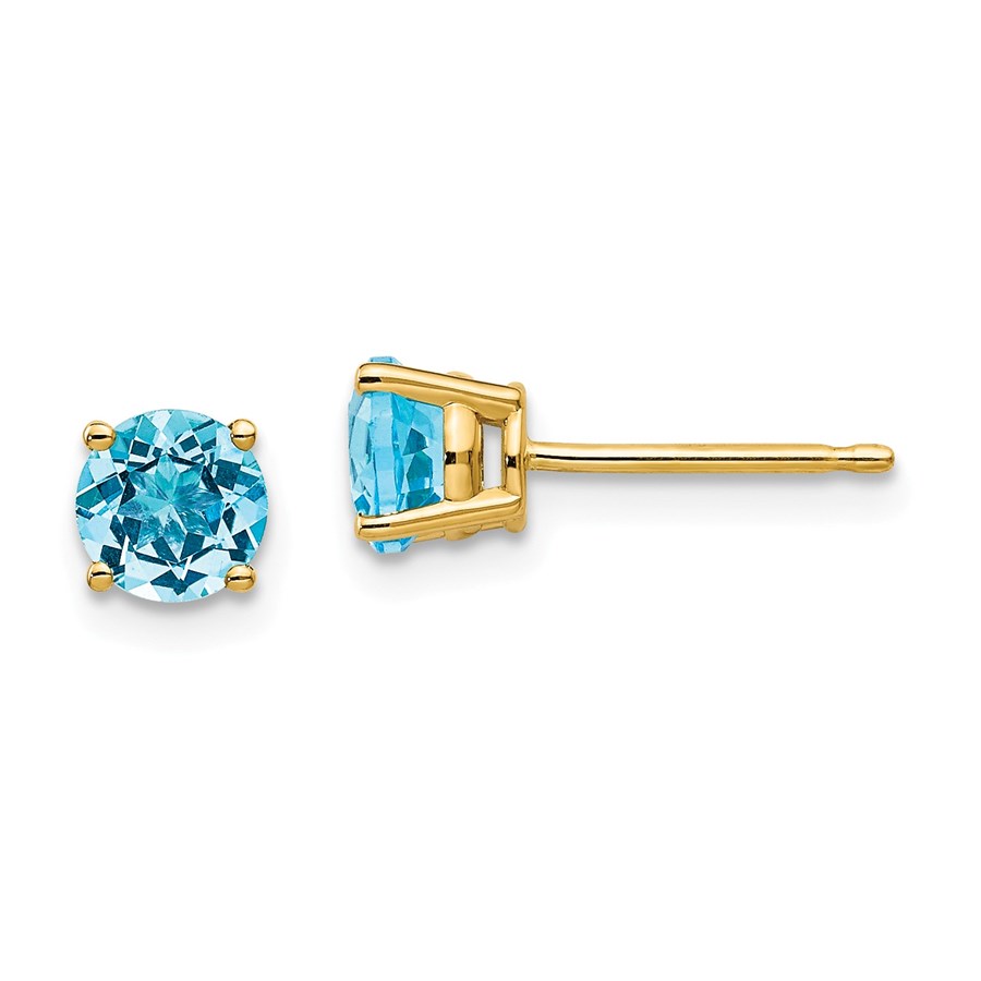 14k 5 mm Blue Topaz Earrings