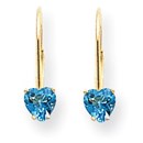 14k 5 mm Heart Blue Topaz Leverback Earrings