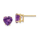 14k 7 mm Heart Amethyst Earrings