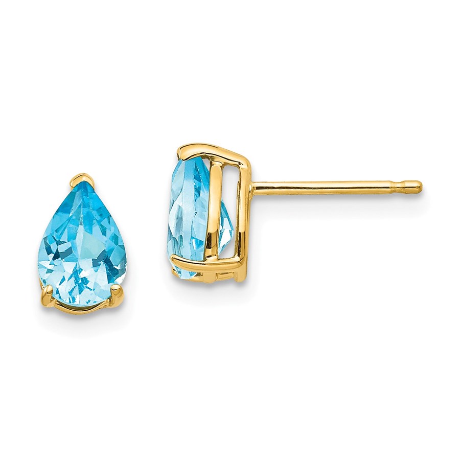 14k 7x5 mm Pear Blue Topaz Earrings