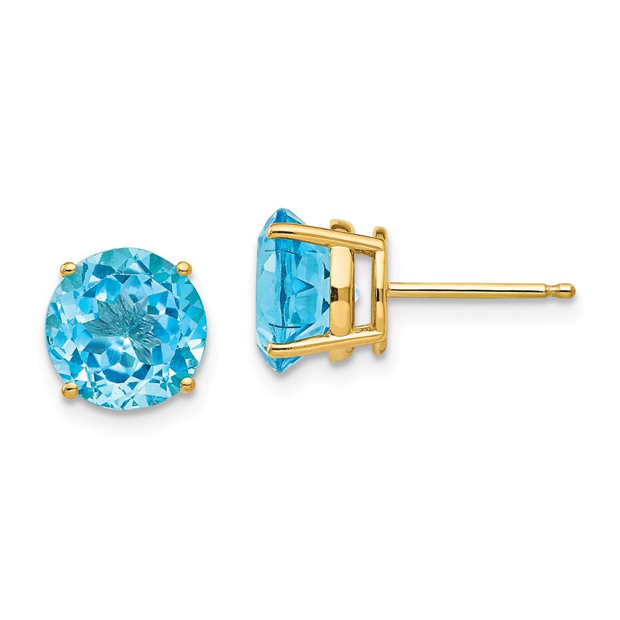 14k 8 mm Blue Topaz Post Earrings