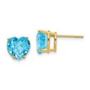 14k 8 mm Heart Blue Topaz earring