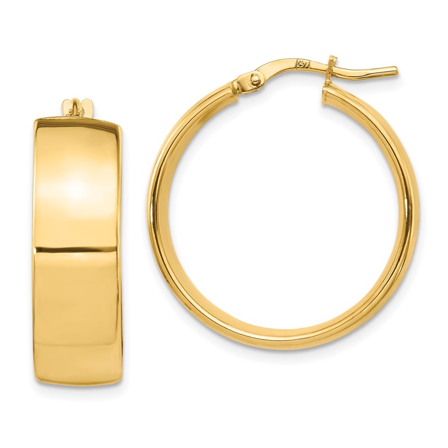 14K 8mm High Polished Hoop Earrings - 25 mm