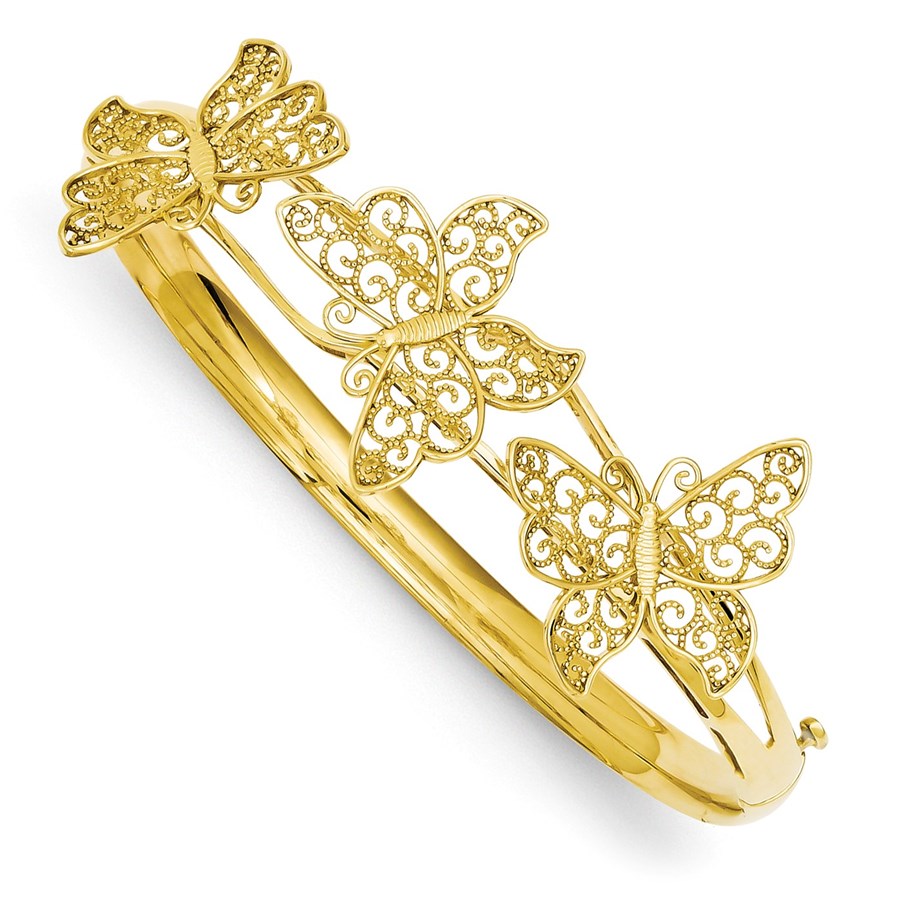 14K Butterfly Bangle Bracelet