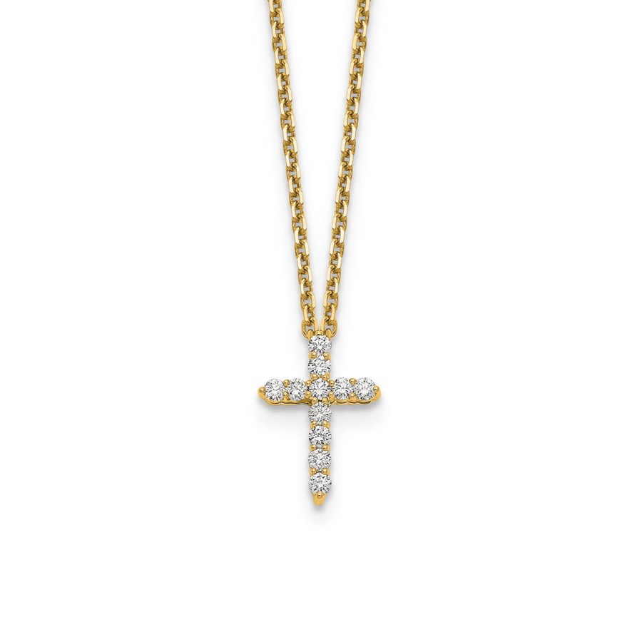 14K Diamond Cross Necklace - 18 in.