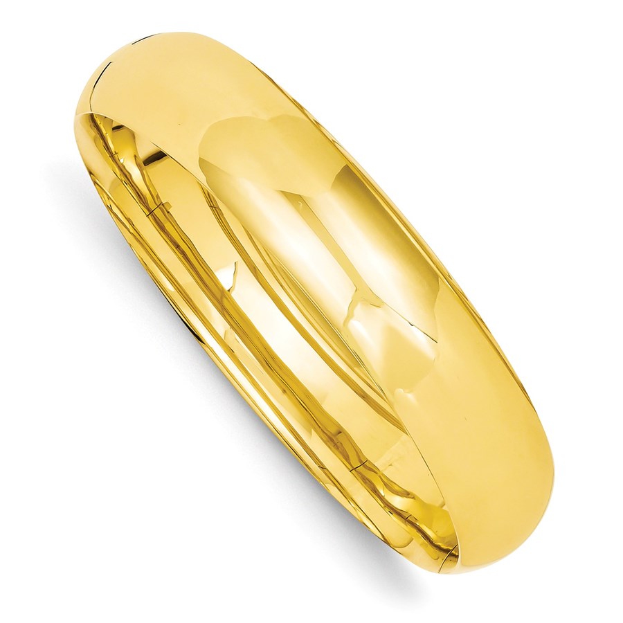 14k Gold 11 mm High Polished Hinged Bangle Bracelet
