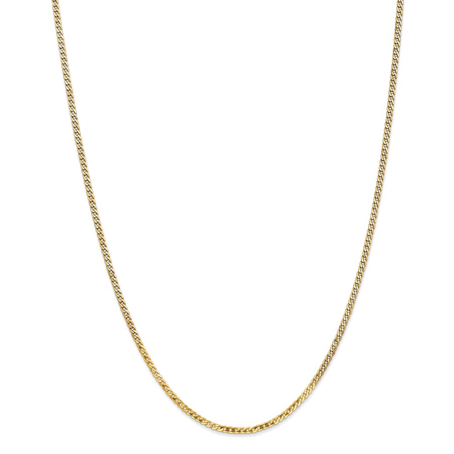 14k Gold 2.2 mm Beveled Curb Chain - 24 in.