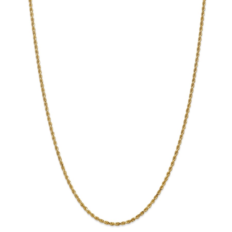 14k Gold 2.25 mm Diamond Cut Rope w/Lobster Clasp Chain - 24 in.