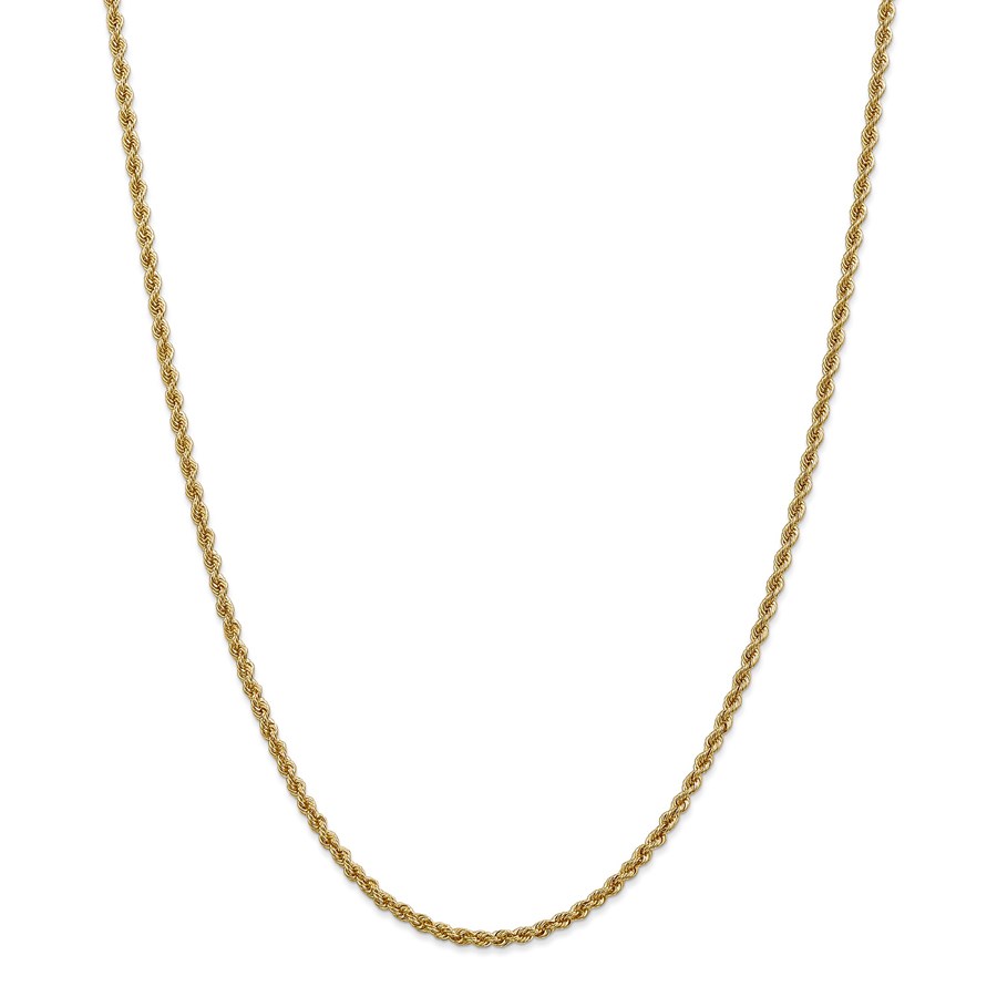 14k Gold 2.5 mm Handmade Regular Rope Chain Necklace - 22 in.