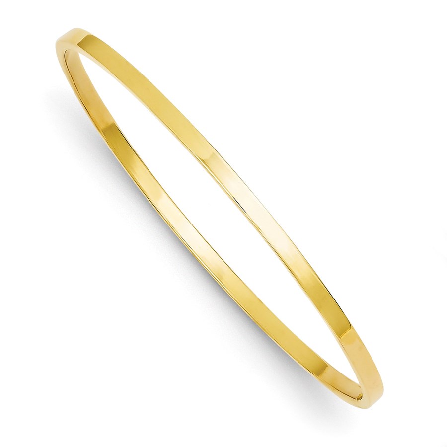 14k Gold 3 mm Polished Square Tube Bangle Bracelet