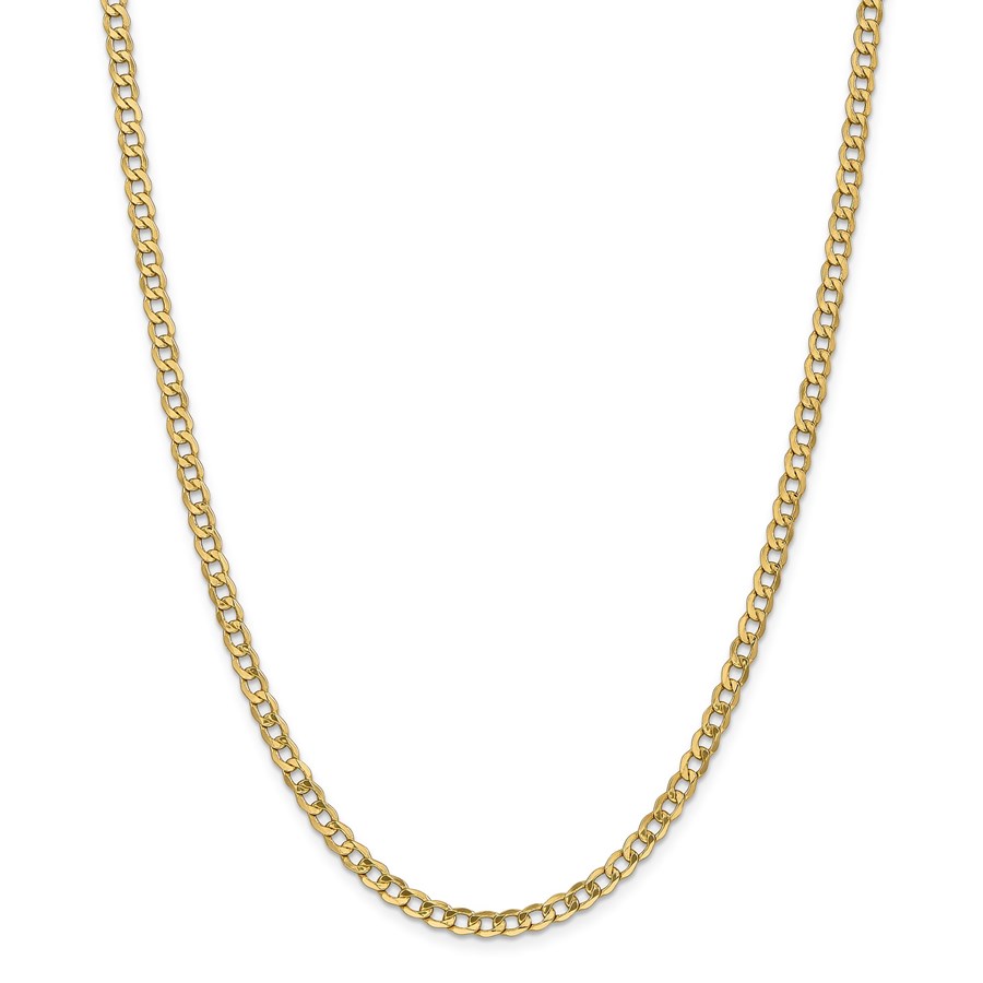 14k Gold 4.3 mm Semi-Solid Curb Link Chain Necklace - 24 in.