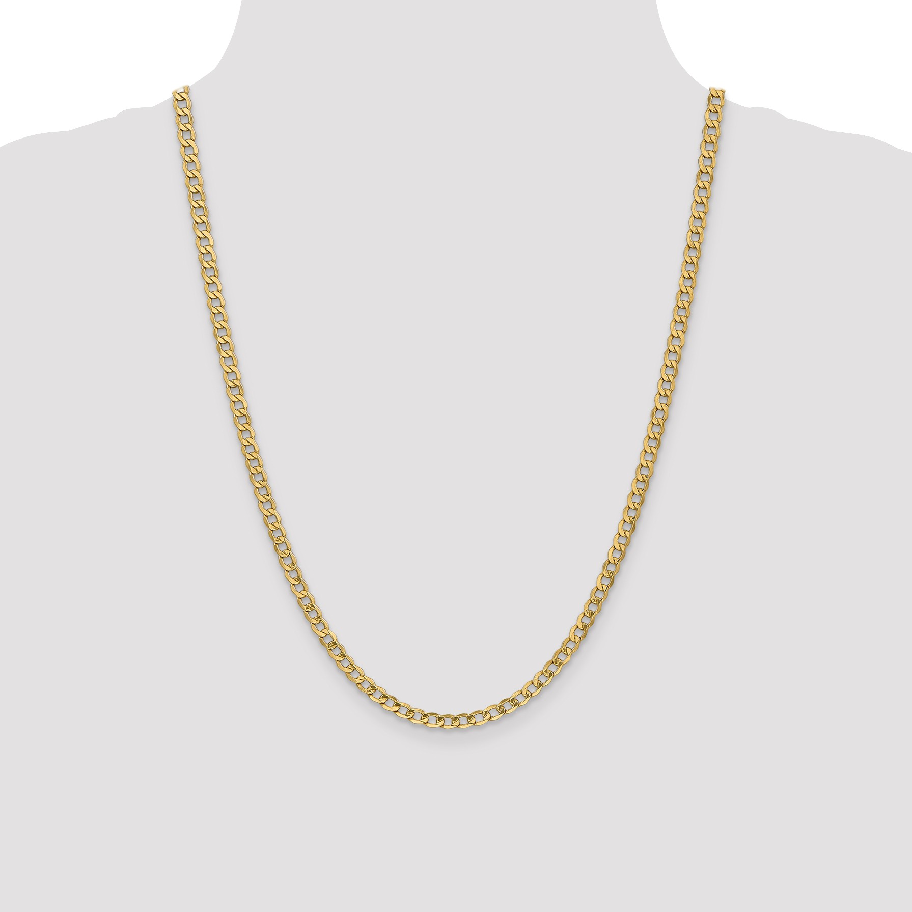 stainless steel 24 inch solid curb chain necklace