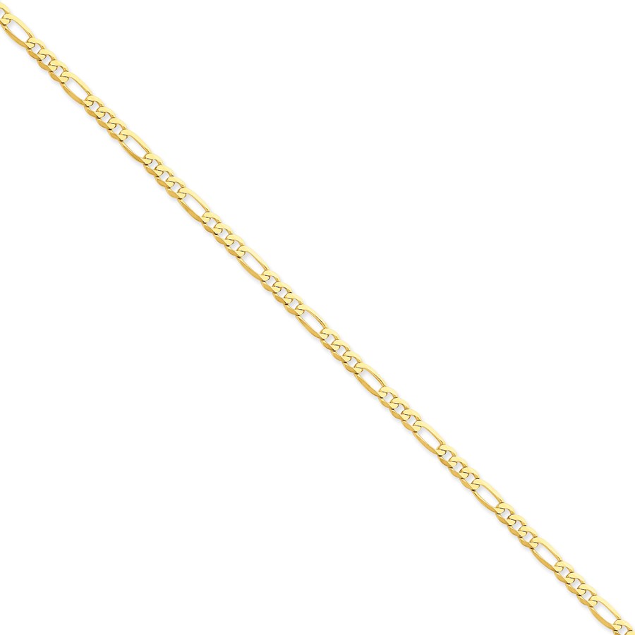 14k Gold 4 mm Flat Figaro Chain Bracelet - 7 in.