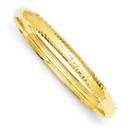 14k Gold 7 mm Hammered Fancy Hinged Bangle Bracelet