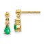 14k Gold Emerald and Diamond Dangle Earrings - 10 mm