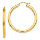 14k Gold Polished 3 mm Round Hoop Earrings