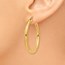14k Gold Polished 3 mm Round Hoop Earrings