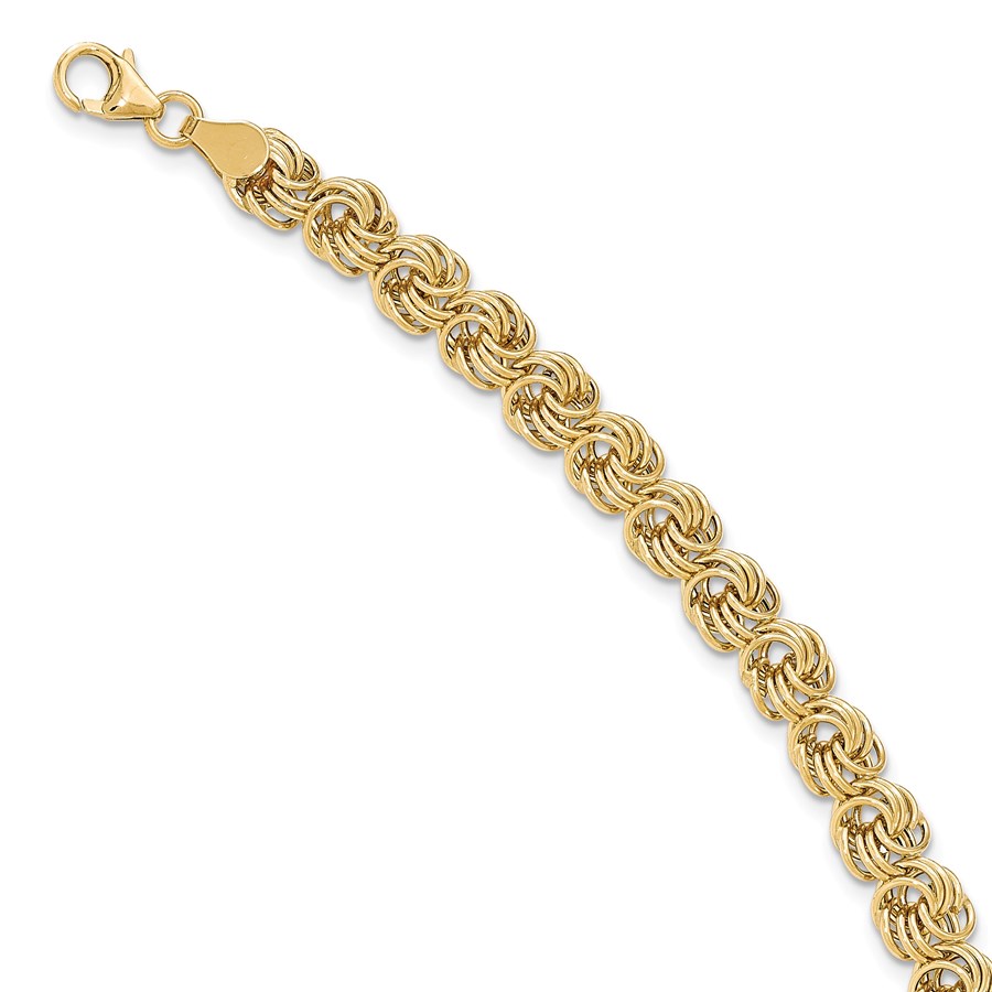 14k Gold Polished Circle Fancy Link Bracelet