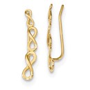 14k Gold Polished Infinity Ear Climber Earrings