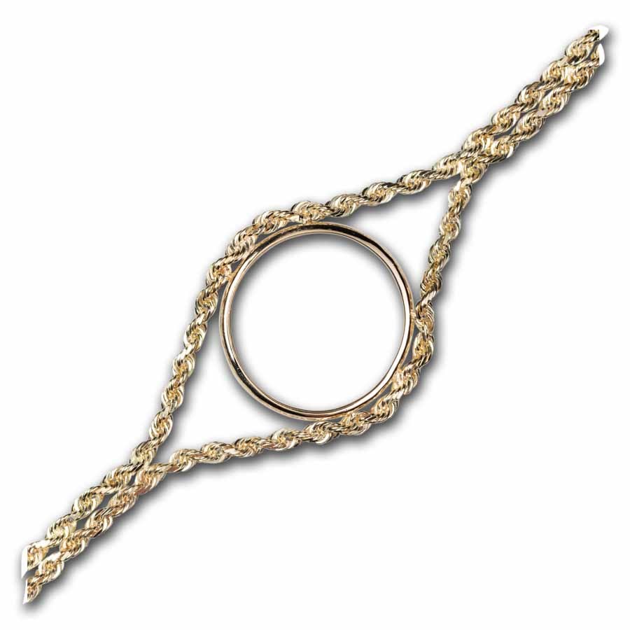 14k Gold Polished Rope Coin Bracelet - 7 inches (16.5)