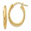 14K Gold Polished Textured Oval Hoop Earrings - 23 mm