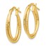 14K Gold Polished Textured Oval Hoop Earrings - 23 mm