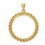 14K Gold Prong Rope Polished Coin Bezel - 22 millimeter