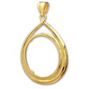 14K Gold Prong Tear Drop Coin Bezel - 22 mm