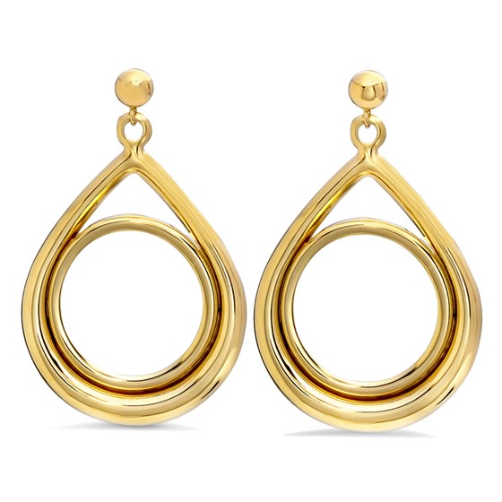 Buy 14k Gold Prong Tear Drop Dangle Coin Earrings - 16.5 mm | APMEX