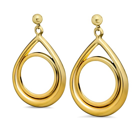 Buy 14k Gold Prong Tear Drop Dangle Coin Earrings - 16.5 mm | APMEX