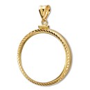 14K Gold Screw-Top Diamond-Cut Coin Bezel - 22 mm