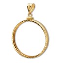 14K Gold Screw-Top Diamond-Cut Coin Bezel - 27 mm