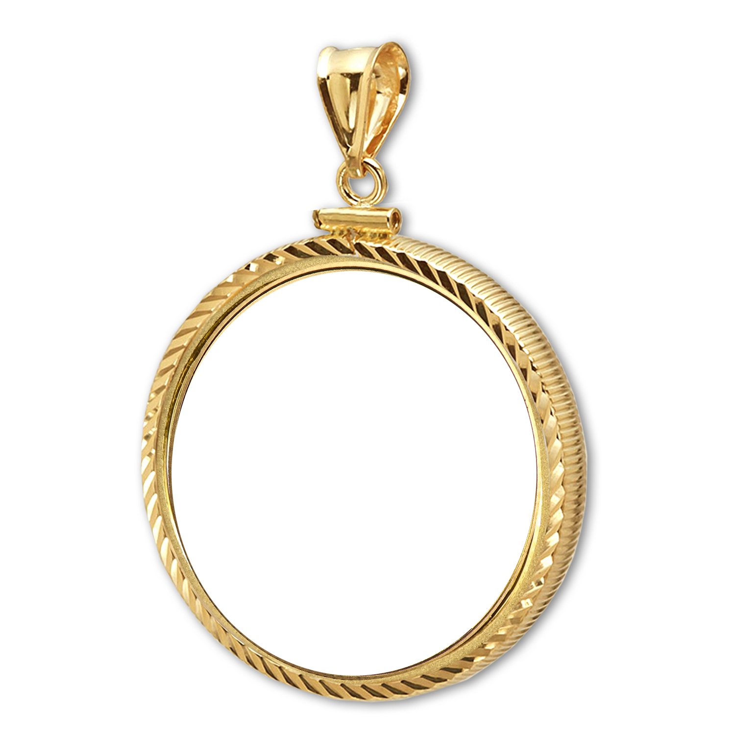 Buy 14K Gold Screw Top Diamond Cut Coin Bezel 32 mm APMEX