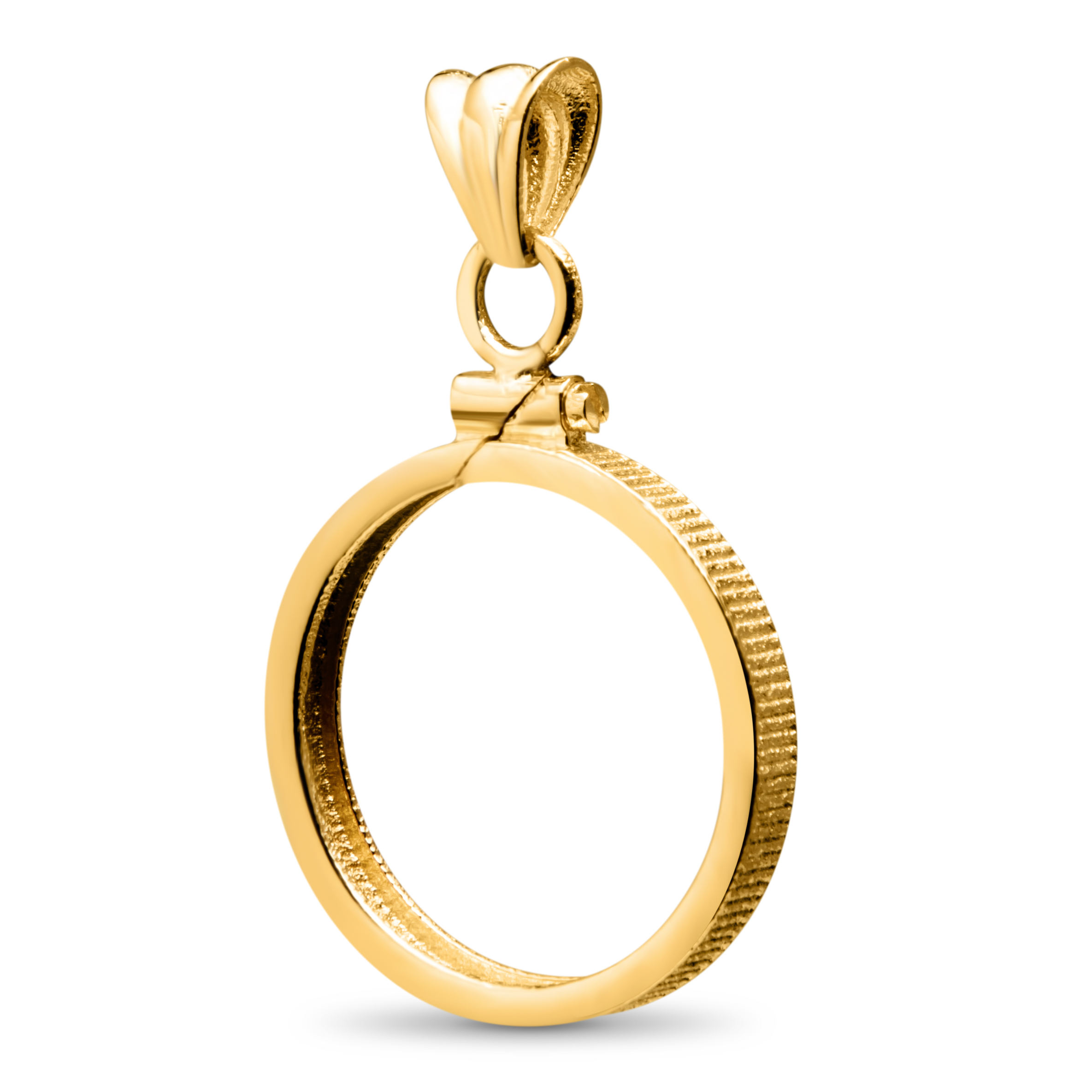 14K Gold Screw-Top Plain-Front Coin Bezel - 16.1 mm