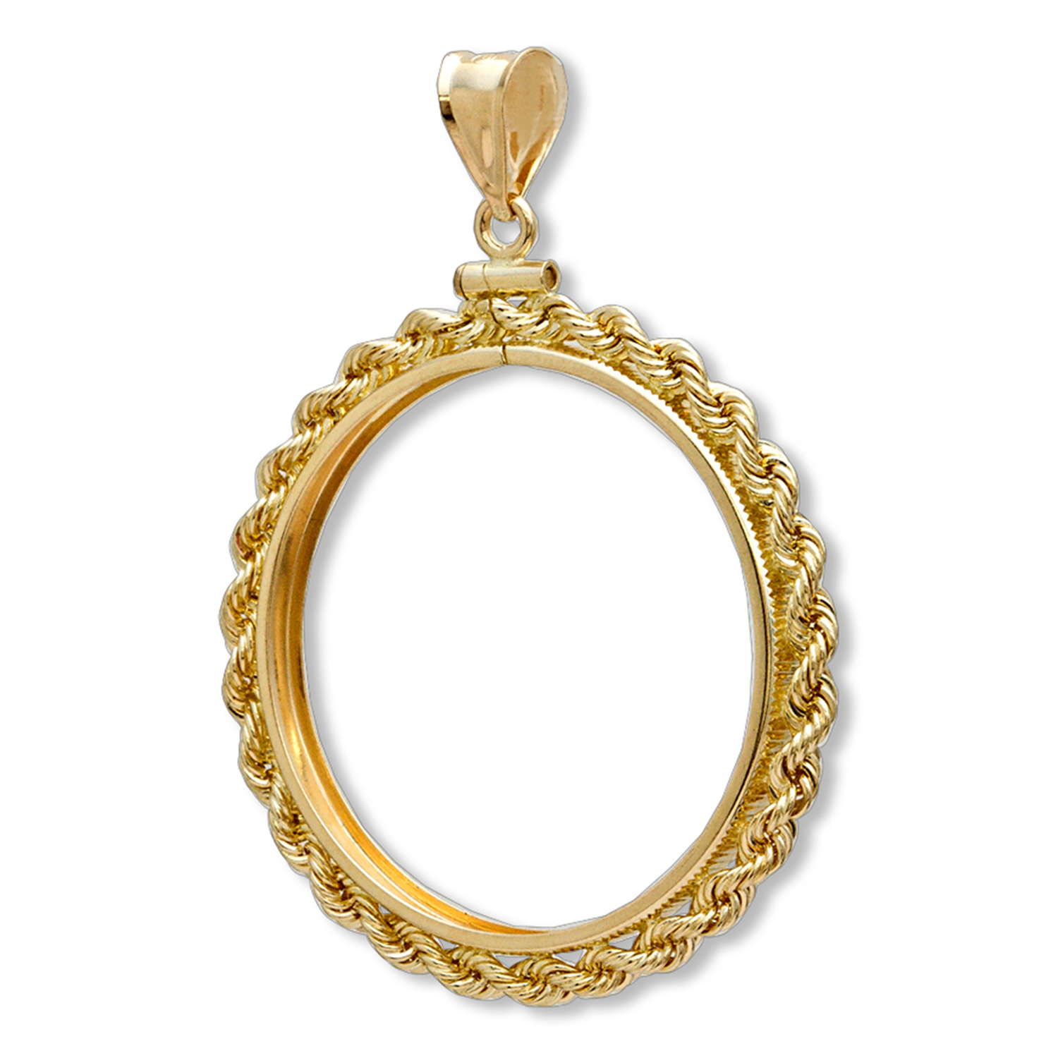 Buy 14K Gold Screw-Top Rope Polished Coin Bezel - 22 mm | APMEX